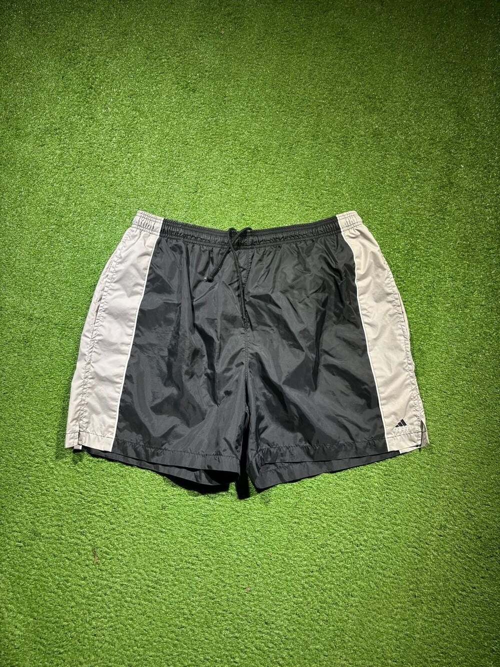 Vintage Adidas Nylon Athletic Shorts Black and Grey